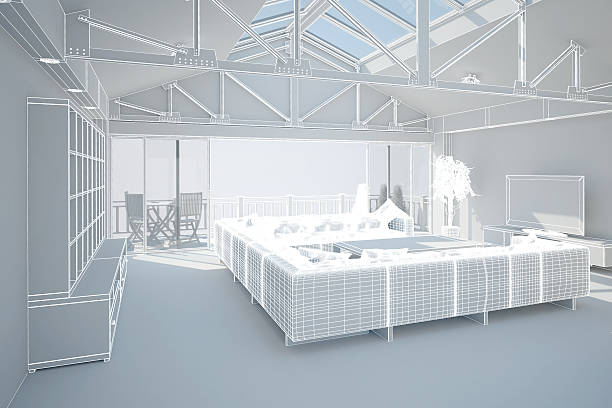 istock 3D interior rendering of a living room 486474500
