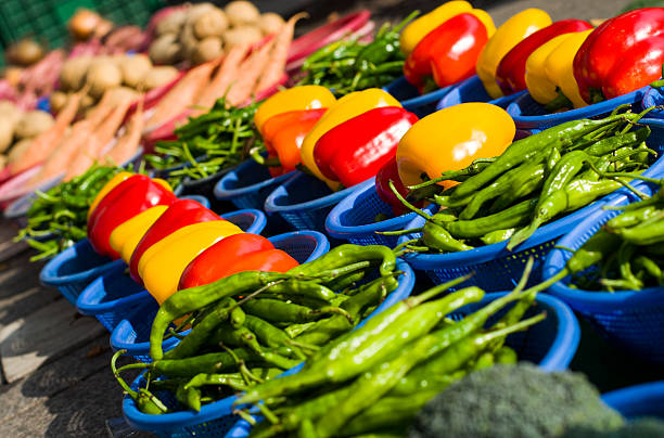 Fresh Vegetables in an Outdoor Korean Market