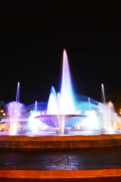 istock Nam Phou Fountain Square at night, Vientiane 486474983
