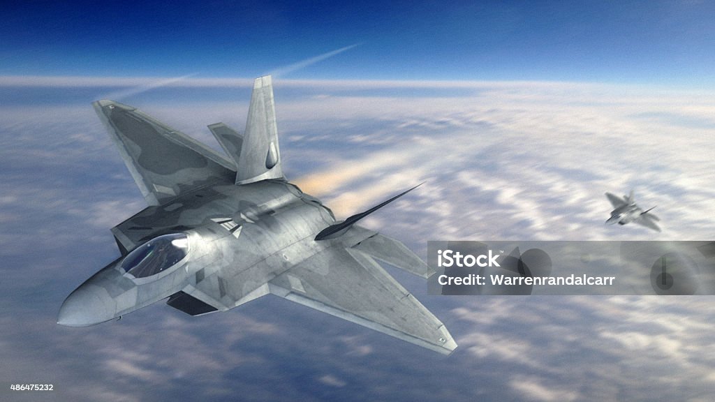 Fighter Jet in Atmosphere A high resolution image of a military fighter jet flying in earth's atmosphere, Fighter Plane Stock Photo