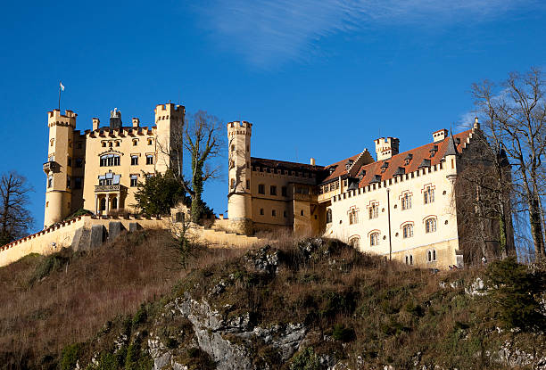 On December 29th 2023, a look from below, the Hohenschwangau Castle sitting on a hill in Hohenschwangau.