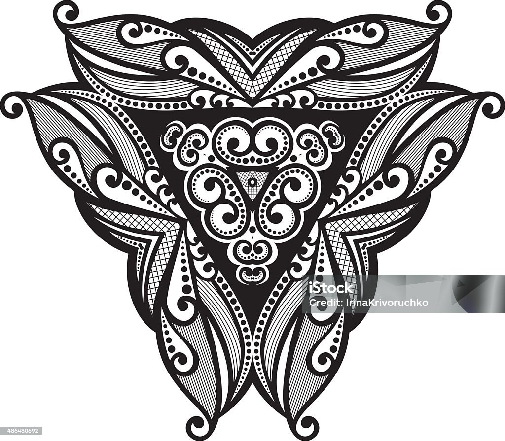 Vector Beautiful Deco Black Triangle Vector Beautiful Deco Black Triangle, Patterned Design Element, Original Mandala 2015 stock vector
