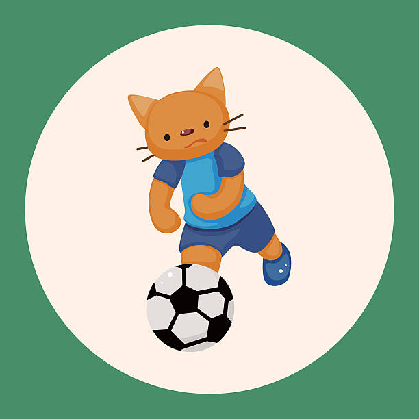 animal doing sports cartoon theme elements - fußballkatze 幅插畫檔、美工圖案、卡通及圖標