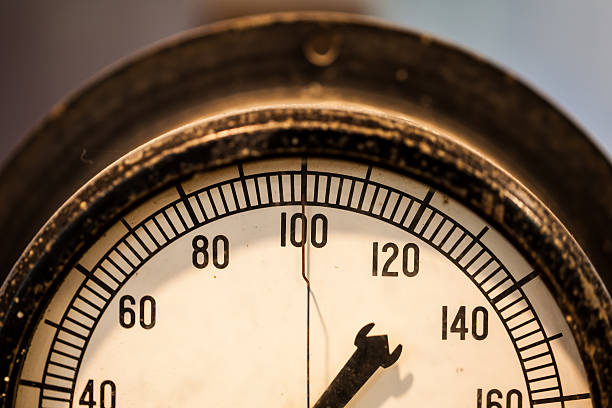 istock Closeup dial of manometer mechanical device in laboratory 486489212