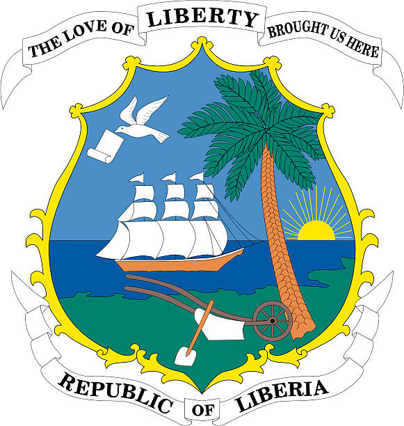 ilustrações, clipart, desenhos animados e ícones de brasão da libéria - liberia