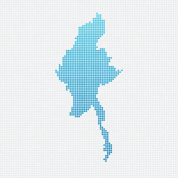 Vector illustration of Myanmar Map Blue Dot Pattern