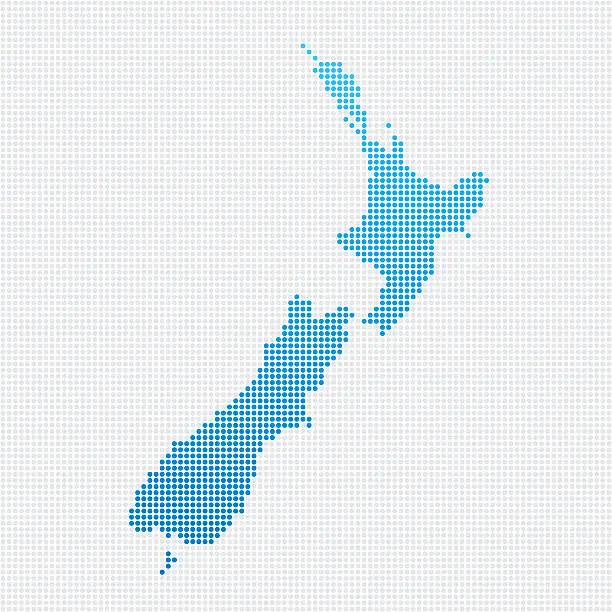 Vector illustration of New Zealand Map Blue Dot Pattern