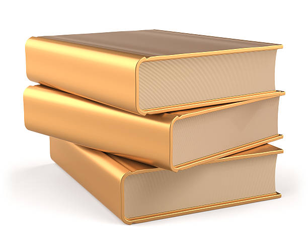 istock Golden books 3 three textbook stack blank yellow gold icon 486500432