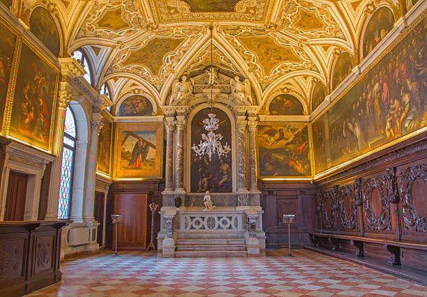 venezia-sacristy della basilica di san giovanni e paolo - cathedral italy venice italy inside of foto e immagini stock