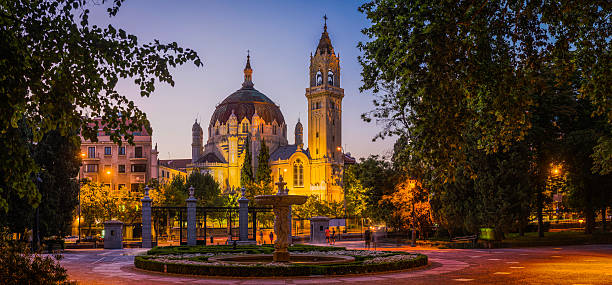 istock Madrid Retiro Park spotlit spires warm summer sunset panorama Spain 486506628