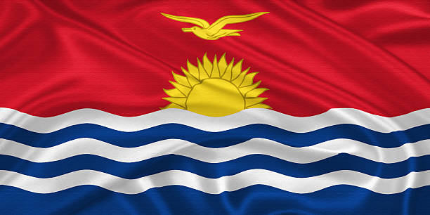 Flag of Kiribati Flag of Kiribati waving in the wind. Fabric texture krusenstern stock pictures, royalty-free photos & images