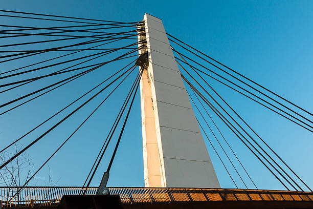 istock White steel cable bridge in modern architecture style 486507012