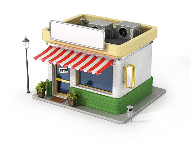 istock Concept of shop. Store with copy space board. 486507274