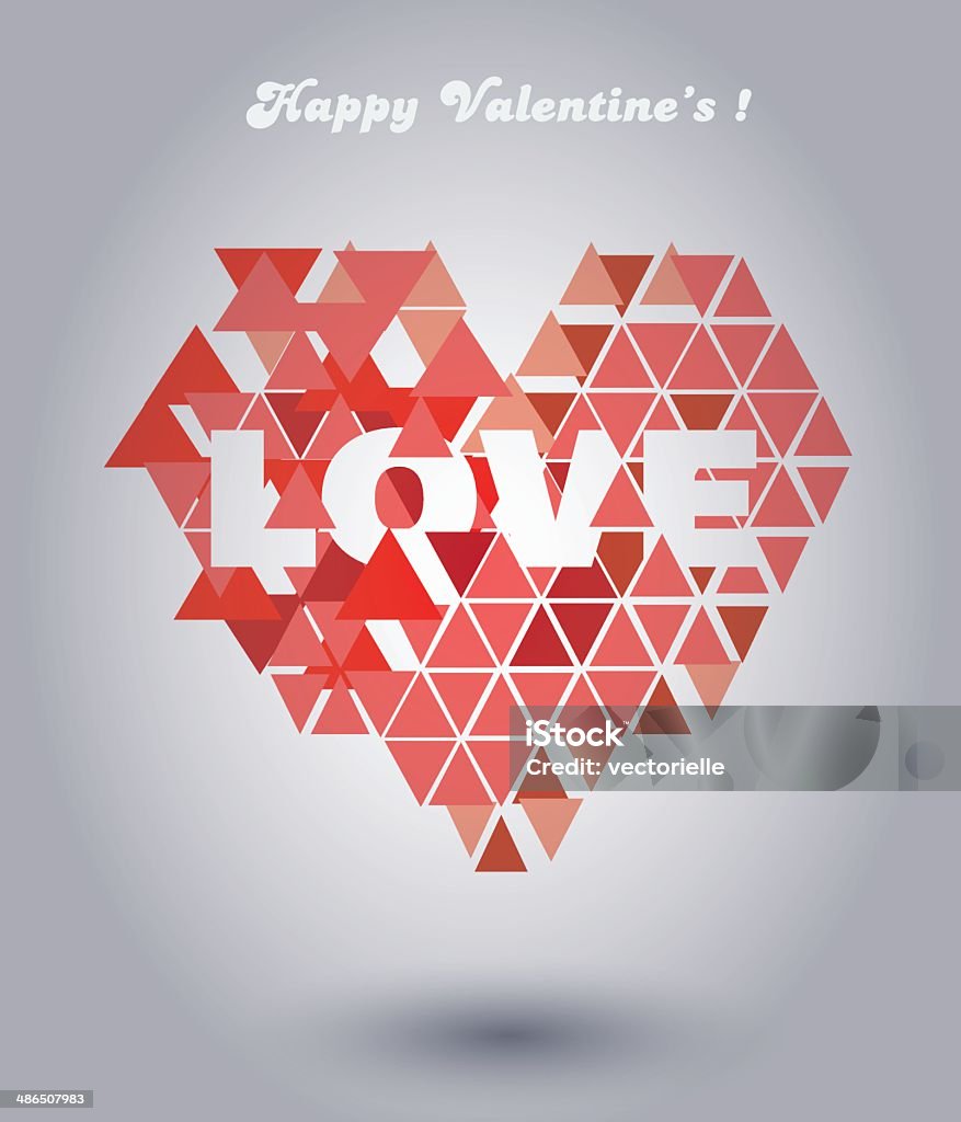 День Святого Валентина карты с сердцем, выполненная из TrianglesPrint - Векторная графика Абстрактный роялти-фри