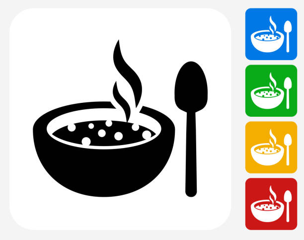 ilustrações de stock, clip art, desenhos animados e ícones de sopa de quente ícone flat design gráfico - white background cut out food choice