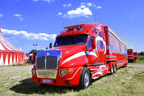 Ales, France - August 21, 2015: Big circus trailer converted into a rolling apartment in order to live there with all comforts.