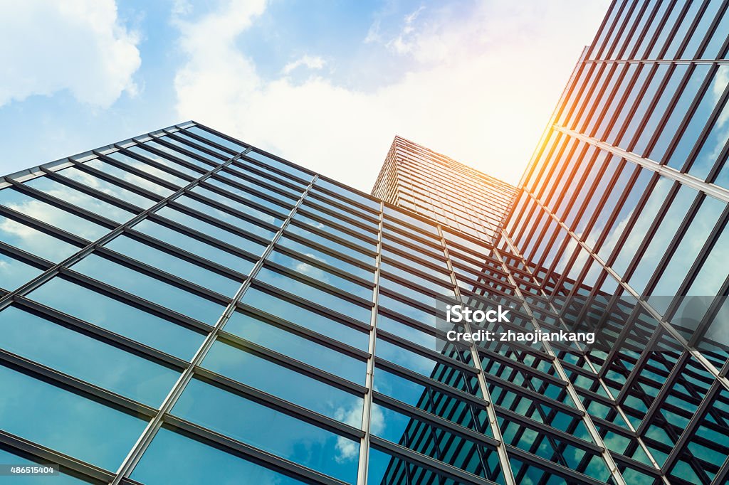 exterior of glass office building exterior of glass office building background Building Exterior Stock Photo