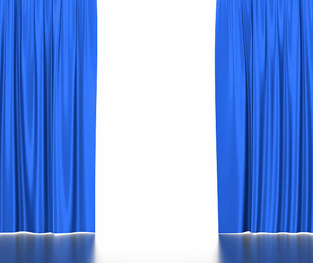 istock Open red silk curtains for theater and cinema with a 486516922