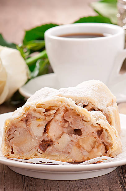 istock Slice of an apple strudel on the plate 486520887