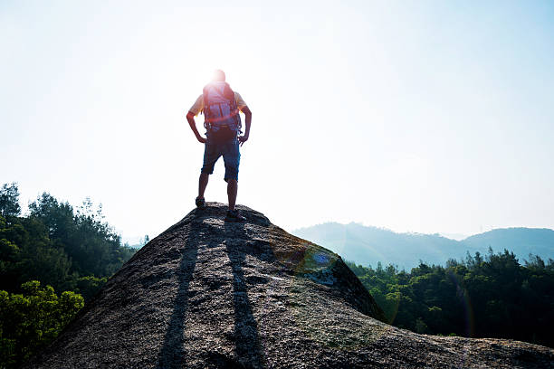 istock Male hiker standing on a rock 486520976