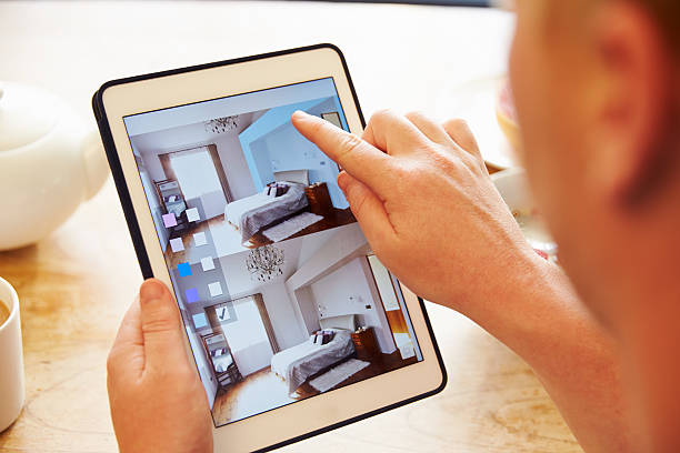 istock Person At Breakfast With Decorating App On Digital Tablet 486521968