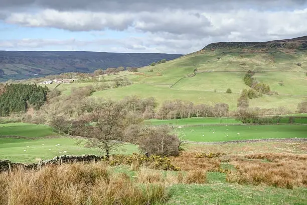 Looking down into Farndale from Blakey Bank in the North York Moors National Park, North Yorkshire, England.