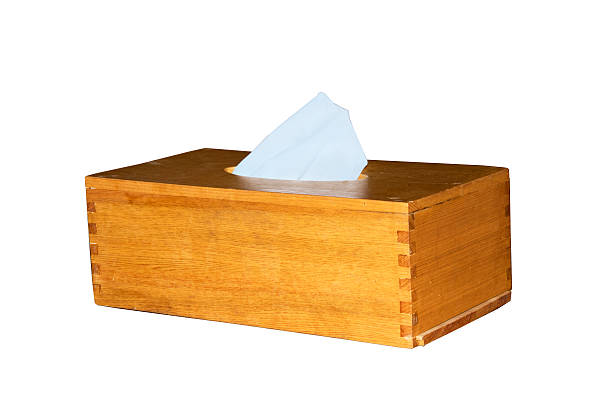 istock Wooden tissue box isolated on white background,Hinoki Wood 486524254
