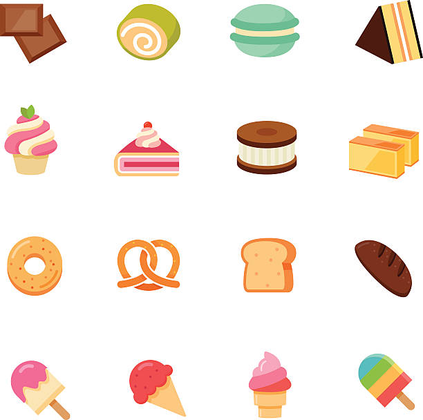 Dessert icon full color flat icon design. Dessert icon full color flat icon design. Vector illustration. biscuit quick bread stock illustrations