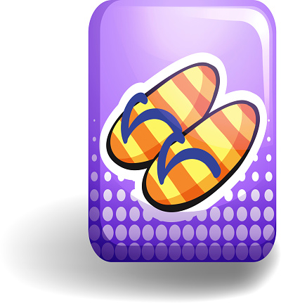 Sandles on purple badge illustration