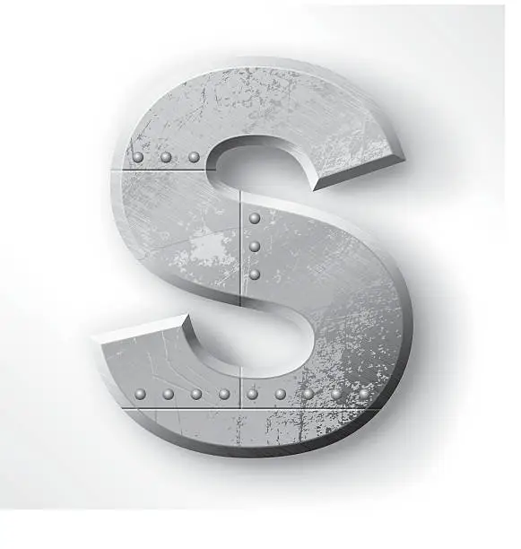 Vector illustration of Metal Letter S