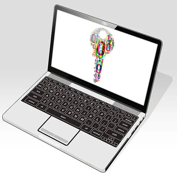 Vector illustration of Laptop Binary Key