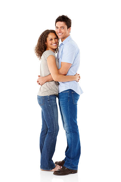 istock Portrait of romantic young couple on white 486525683