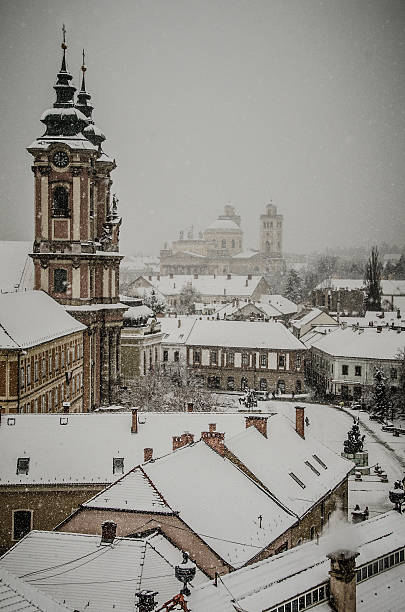 istock Snowy Cityscape - Eger, Hungary 486525759