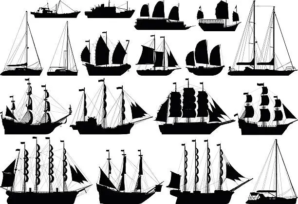 Vector illustration of Incredibly Detailed Boats