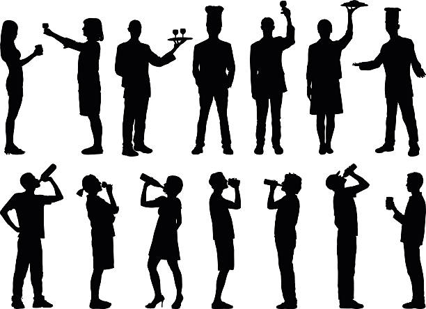 speisen und getränke - toast party silhouette people stock-grafiken, -clipart, -cartoons und -symbole