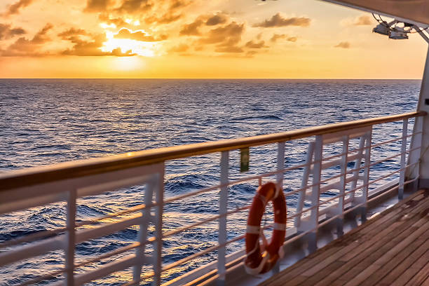 Caribbean Sunset From The Cruise Ship stock photo