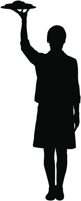 Silhouette of a waitress.