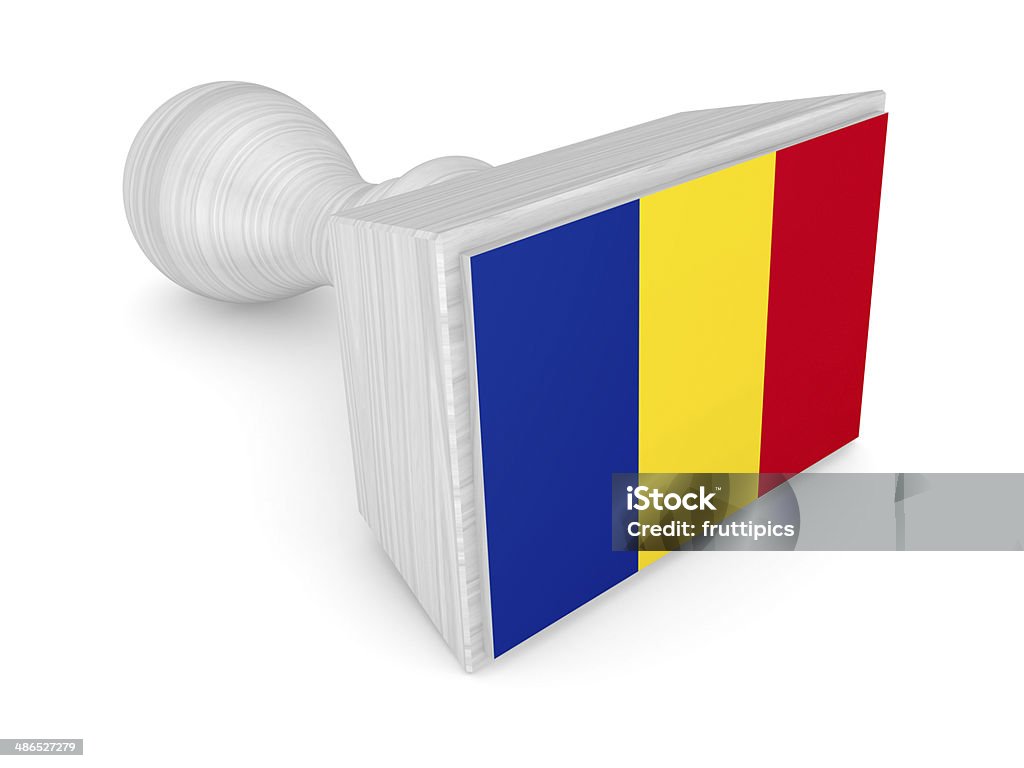 Woden carimbo com Bandeira da Roménia. - Royalty-free Acordo Foto de stock