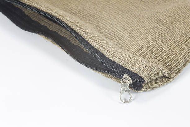 istock Brown fabric bag with zipper 486527612
