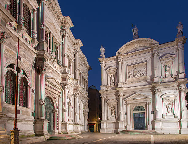 wenecja-scuola grande di san rocco i church - venice italy famous place dusk no people zdjęcia i obrazy z banku zdjęć