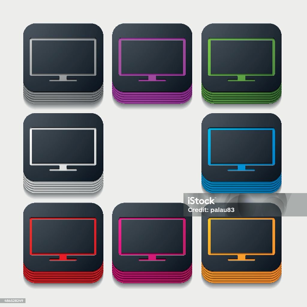 Monitor Button Simple Design Square Button Monitor Stock Illustration - Download Image Now ...