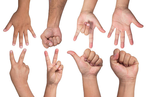 istock hand gestures - Set of counting hands isolated on white 486529892