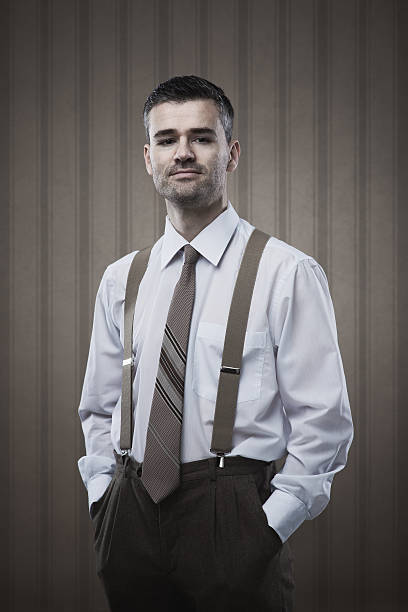 istock Vintage businessman posing 486531598
