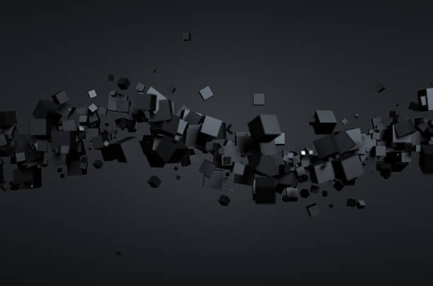 Abstract 3D Rendering of Flying Cubes stock photo