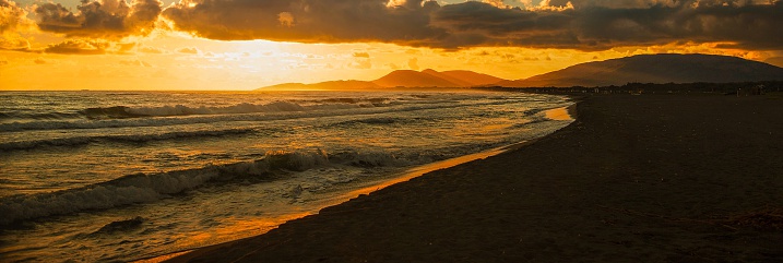 Beach sunset landscape at the seaside in summer.