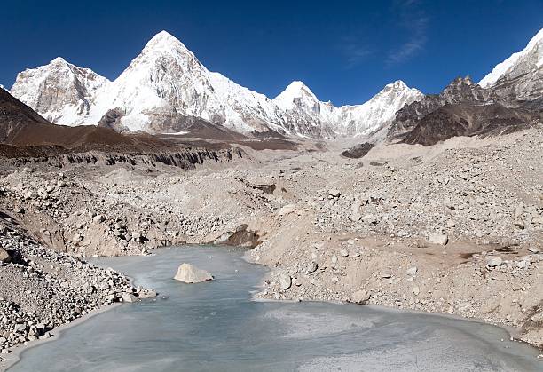 istock Khumbu glacier with lake and Pumori peak 486538084