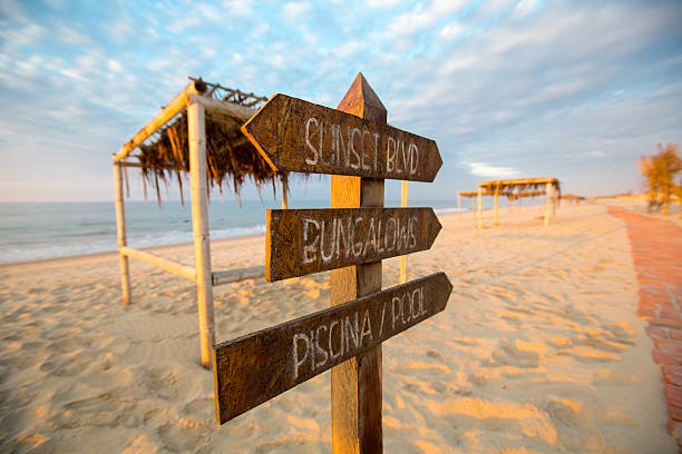 istock Sunset on the beach of Punta Sal with empty campsite 486539430