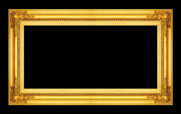 istock Antique picture golden frame isolated on black background, clipp 486544098