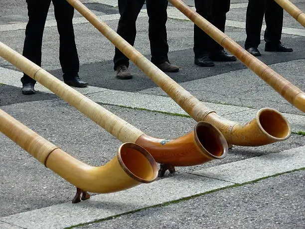 Alpenhorn - traditional music instrument of Switzerland