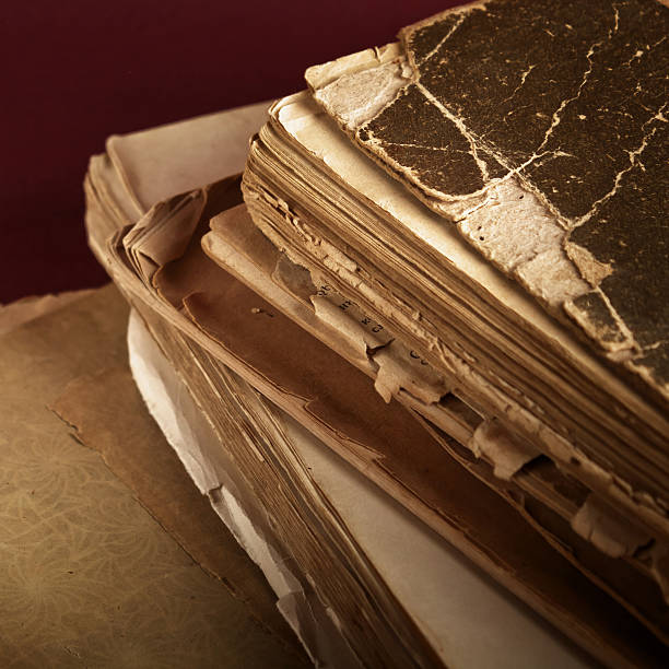 istock Closeup of old book pages 486547993